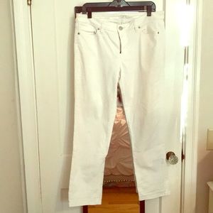 White denim straight jeans